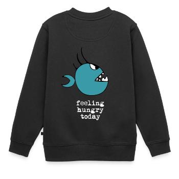 Piranha affamé dessin blanc - Sweat Premium enfant bio - noir - Dos - AI Model Kid Female (0cm)