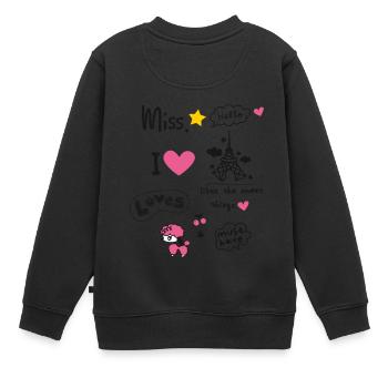 Girl love paris yoga scribble trip french cadeau - Sweat Premium enfant bio - noir - Dos - AI Model Kid Female (0cm)