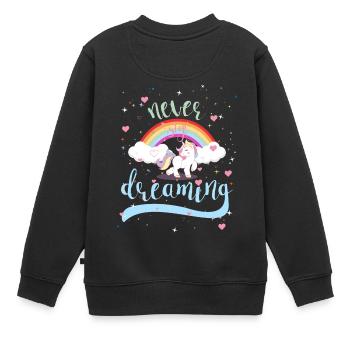 Ne jamais arrêter Dreaming - UNICORN - Sweat Premium enfant bio - noir - Dos - AI Model Kid Female (0cm)