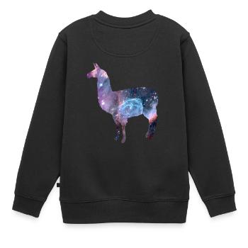 weltall galaxy llama - Kinder Premium Organic Sweatshirt - Schwarz - Hinten - AI Model Kid Female (0cm)