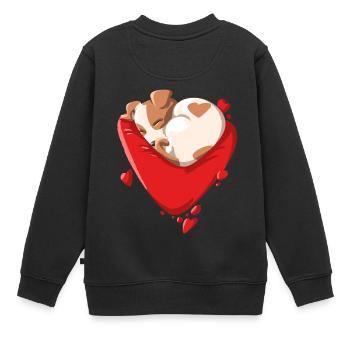 Cute Puppy Love, Puppies and Love Hearts - Sweat Premium enfant bio - noir - Dos - AI Model Kid Female (0cm)