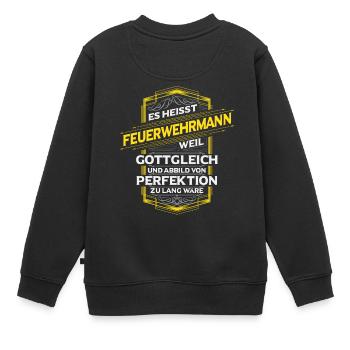 Feuerwehrmann - Kinder Premium Organic Sweatshirt - Schwarz - Hinten - AI Model Kid Female (0cm)
