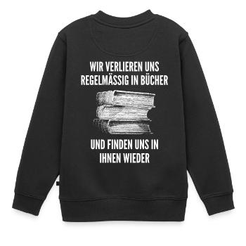 Bücher - Kinder Premium Organic Sweatshirt - Schwarz - Hinten - AI Model Kid Female (0cm)