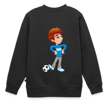 Boy Soccer Player - Kinder Premium Organic Sweatshirt - Schwarz - Hinten - AI Model Kid Female (0cm)