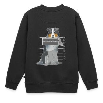 Australian Shepherd Herzensbrecher Hund Geschenk - Kinder Premium Organic Sweatshirt - Schwarz - Hinten - AI Model Kid Female (0cm)