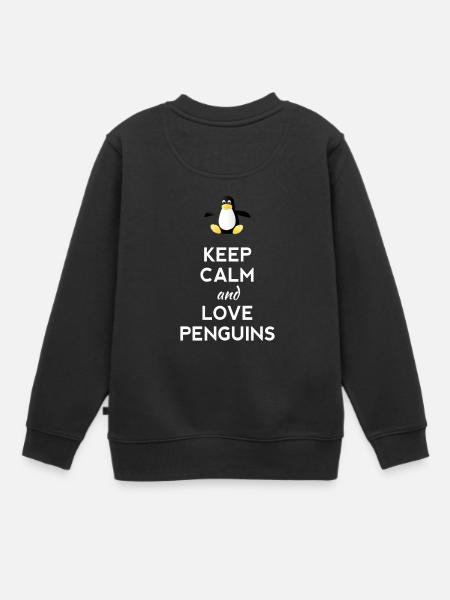keep calm love pingouin Linux nerd ordinateur cpu lo - Sweat Premium enfant bio - noir