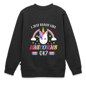 Unicorn / cadeaux - Sweat Premium enfant bio - noir - Dos - AI Model Kid Female (0cm)
