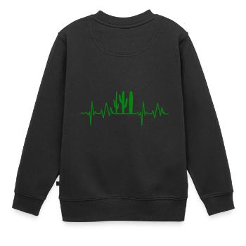 Kaktus Herzschlag heartbeat geschenk cactus - Kinder Premium Organic Sweatshirt - Schwarz - Hinten - AI Model Kid Female (0cm)