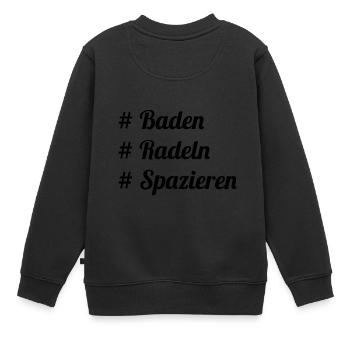 Baden, Radeln, Spazieren - Der Triathlon - Kinder Premium Organic Sweatshirt - Schwarz - Hinten - AI Model Kid Female (0cm)