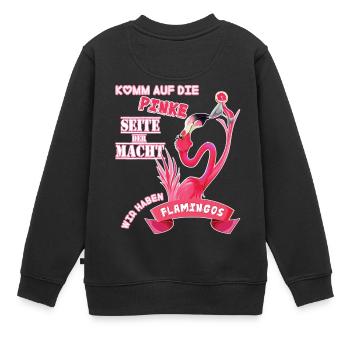 Wir haben Flamingos - Kinder Premium Organic Sweatshirt - Schwarz - Hinten - AI Model Kid Female (0cm)