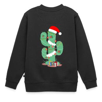 Weihnachts Kaktus Christmas Cactus Geschenk Xmas - Kinder Premium Organic Sweatshirt - Schwarz - Hinten - AI Model Kid Female (0cm)
