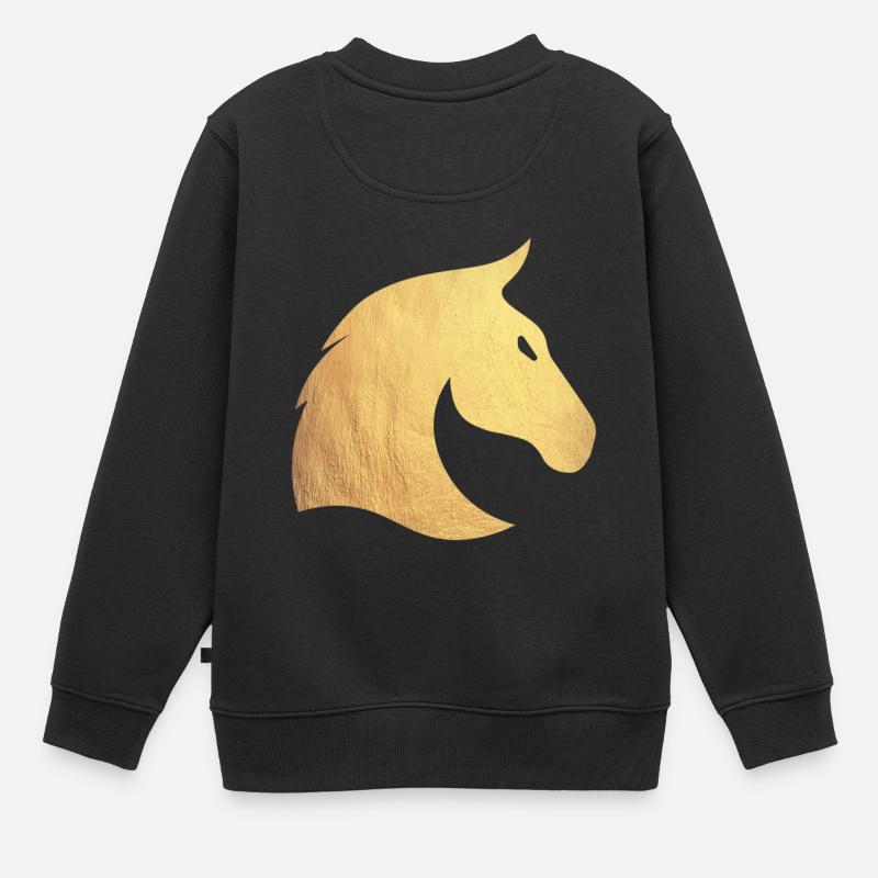 cheval d'or - Sweat Premium enfant bio - noir