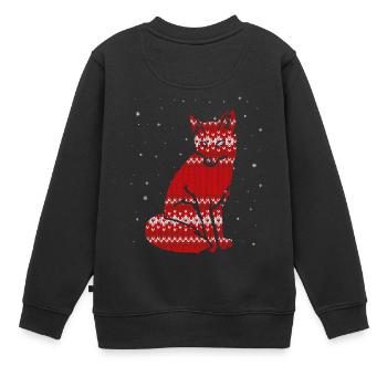 Weihnachten Fuchs - Strick Effekt - Kinder Premium Organic Sweatshirt - Schwarz - Hinten - AI Model Kid Female (0cm)