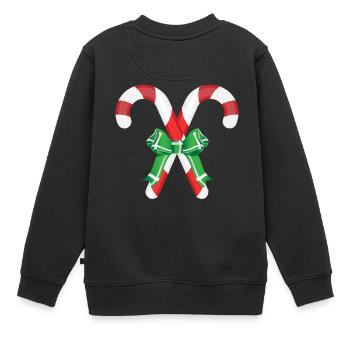 Weihnachts Zuckerstangen - Kinder Premium Organic Sweatshirt - Schwarz - Hinten - AI Model Kid Female (0cm)