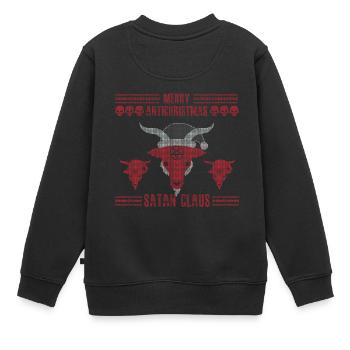 Anti Christmas Satan Claus Pentagramm Ziege - Kinder Premium Organic Sweatshirt - Schwarz - Hinten - AI Model Kid Female (0cm)