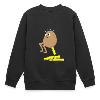 potato poof Pommes Frenchfries funny xmas new haha - Kinder Premium Organic Sweatshirt - Schwarz - Hinten - AI Model Kid Female (0cm)