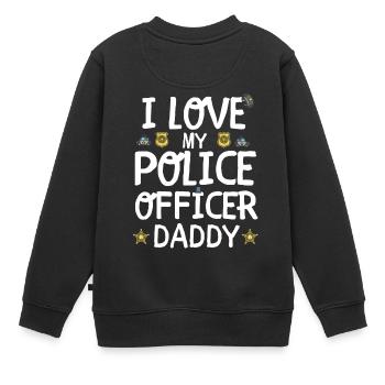 Policier Papa cadeau papa policier - Sweat Premium enfant bio - noir - Dos - AI Model Kid Female (0cm)
