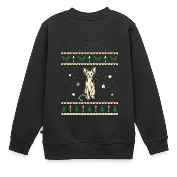 Sphynx Weihnachtsgeschenk - Kinder Premium Organic Sweatshirt - Schwarz - Hinten - AI Model Kid Female (0cm)