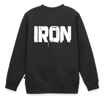 iron shirt - Kids Premium Organic Sweatshirt - black - Back - AI Model Kid Female (0cm)