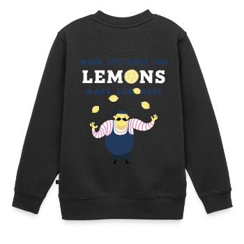 Citron rigolo personnage limonade enfant bébé jus - Sweat Premium enfant bio - noir - Dos - AI Model Kid Female (0cm)