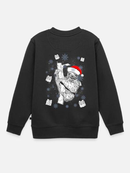 Faultier Santa Weihnachten Geschenk - Kinder Premium Organic Sweatshirt - Schwarz