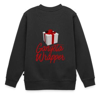 Gangsta Wrapper Emballage cadeau drôle Noël vacances - Sweat Premium enfant bio - noir - Dos - AI Model Kid Female (0cm)