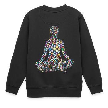 yoga - Kids Premium Organic Sweatshirt - black - Back - AI Model Kid Female (0cm)