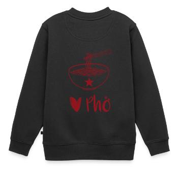 Liebe Pho - Kinder Premium Organic Sweatshirt - Schwarz - Hinten - AI Model Kid Female (0cm)