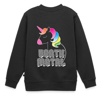 Death Metal Unicorn - Kinder Premium Organic Sweatshirt - Schwarz - Hinten - AI Model Kid Female (0cm)