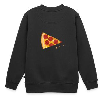 Morceau de pizza Design Pizza Idée cadeau Salami - Sweat Premium enfant bio - noir - Dos - AI Model Kid Female (0cm)