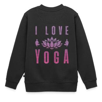J’aime yoga cadeau Namaste Shanti coeur Joga - Sweat Premium enfant bio - noir - Dos - AI Model Kid Female (0cm)