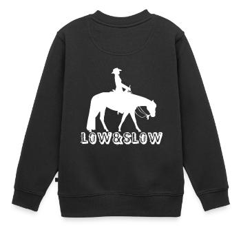 Low and slow Pleasure Westernreiten - Kinder Premium Organic Sweatshirt - Schwarz - Hinten - AI Model Kid Female (0cm)
