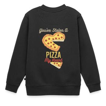Pizza Herz Valentinstag Geschenk Liebe Paare - Kinder Premium Organic Sweatshirt - Schwarz - Hinten - AI Model Kid Female (0cm)