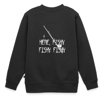 HERE FISHY FISHY FISHY - Kinder Premium Organic Sweatshirt - Schwarz - Hinten - AI Model Kid Female (0cm)