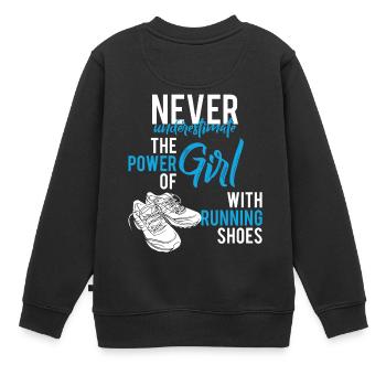 Laufen - Rennen - Jogging - Geschenk - Kinder Premium Organic Sweatshirt - Schwarz - Hinten - AI Model Kid Female (0cm)