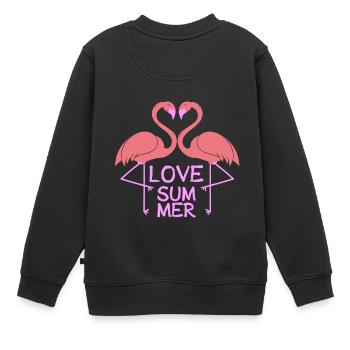 Flamingo Love Summer - Kids Premium Organic Sweatshirt - black - Back - AI Model Kid Female (0cm)