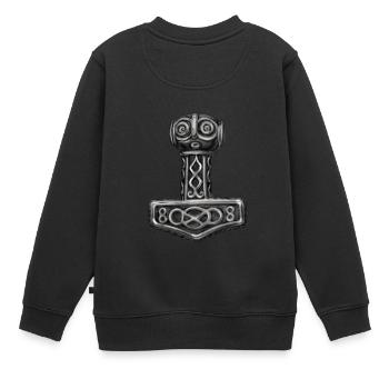 Thor Marteau Mjolnir Mjolnir - Sweat Premium enfant bio - noir - Dos - AI Model Kid Female (0cm)