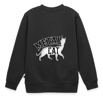 Metal Cat - Rock-Katze - Kinder Premium Organic Sweatshirt - Schwarz - Hinten - AI Model Kid Female (0cm)