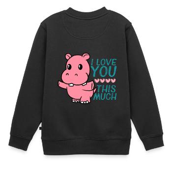 Ich liebe dich dieses viel niedliche Nilpferd Hug Valentine - Kinder Premium Organic Sweatshirt - Schwarz - Hinten - AI Model Kid Female (0cm)