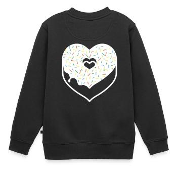 Le coeur de beignet saupoudre de vacances Saint-Valentin - Sweat Premium enfant bio - noir - Dos - AI Model Kid Female (0cm)