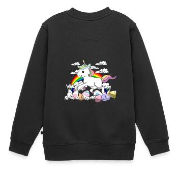 oeufs de Pâques Unicorn - Sweat Premium enfant bio - noir - Dos - AI Model Kid Female (0cm)