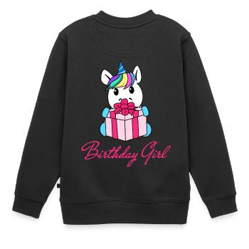 Unicorn birthday girl - Kinder Premium Organic Sweatshirt - Schwarz - Hinten - AI Model Kid Female (0cm)
