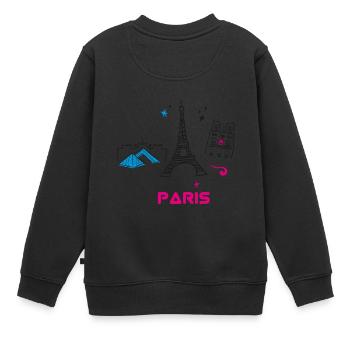 paris scribble tourist love city france girl sight - Kinder Premium Organic Sweatshirt - Schwarz - Hinten - AI Model Kid Female (0cm)