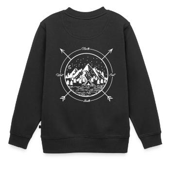 boussole cadeau boussole montagnes Randonnée - Sweat Premium enfant bio - noir - Dos - AI Model Kid Female (0cm)