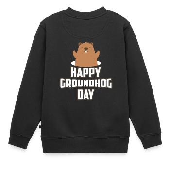 Glückliches Groundhog Day T-Shirt - Waldmurmeltier 1886 - Kinder Premium Organic Sweatshirt - Schwarz - Hinten - AI Model Kid Female (0cm)