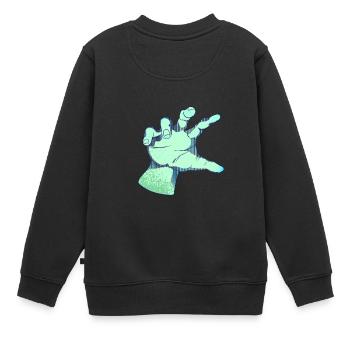 Comic Hand Halloween T-Shirts - Kinder Premium Organic Sweatshirt - Schwarz - Hinten - AI Model Kid Female (0cm)
