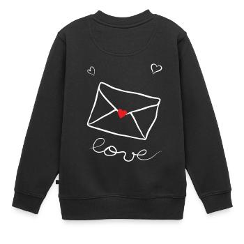 enveloppe le dessin et les coeurs comme un message d'amour - Sweat Premium enfant bio - noir - Dos - AI Model Kid Female (0cm)