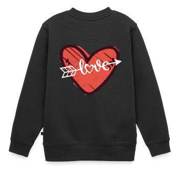 Shop Heart Icon Cupid Arrows Design - Kinder Premium Organic Sweatshirt - Schwarz - Hinten - AI Model Kid Female (0cm)