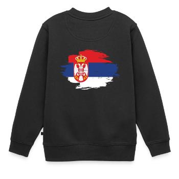 drapeau indigène, l'origine amour Serbie png - Sweat Premium enfant bio - noir - Dos - AI Model Kid Female (0cm)