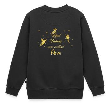 prénom nom fées de fée fée Alva - Sweat Premium enfant bio - noir - Dos - AI Model Kid Female (0cm)